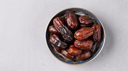 Beautiful bowl full of date fruits symbolizing Ramadan