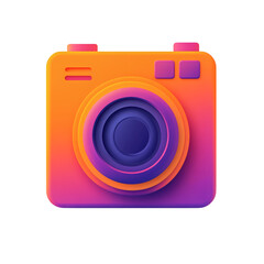 A Flat Instagram Icon with Solid Orange and Purple H Isolated on Transparent Background