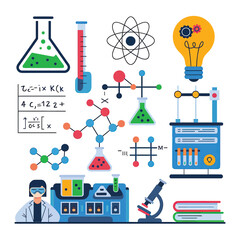 vector icons for laboratory environment for studying various scientific disciplines Chemistry flask 
