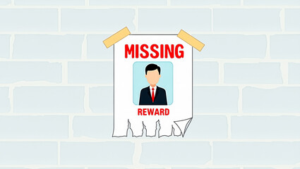 missing person with reward offer on brick wall