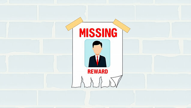missing person with reward offer on brick wall