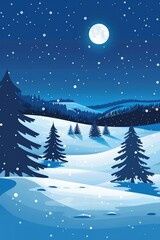 Winter background with Christmas tree branches, blue flowers, snowflakes