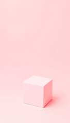 Obraz premium pale pink cube on matching background