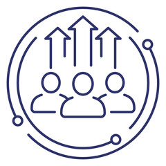 team growth and development line icon on white