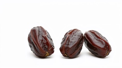 closeup pile of dry date palm fruit isolated on white background