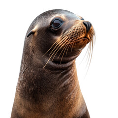 Naklejka premium realistic photo of sea lion, white background