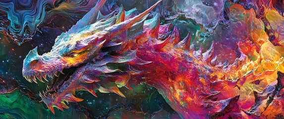 Fantasy Dragon Rider in a Vibrant Landscape, ai generated.