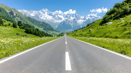 Mountain road summer Alps scenic drive travel