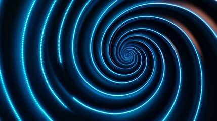 Abstract Blue Neon Spiral 3D Render, Glowing Lines, Vortex Concept, Abstract Background Abstract, Background