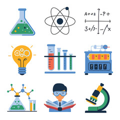 vector icons for laboratory environment for studying various scientific disciplines Chemistry flask 

