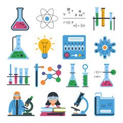 vector icons for laboratory environment for studying various scientific disciplines Chemistry flask 
