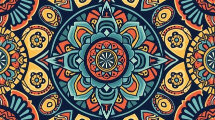 Vibrant Mandala Pattern Design Colorful Floral Artwork