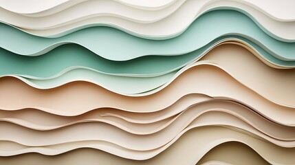 Fototapeta premium Layered Paper Waves in Soft Neutral Hues