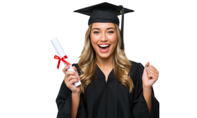 Beautiful smiling woman happy university graduate
