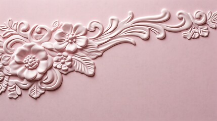 Pink Floral Bas Relief Decorative Wall Panel Design
