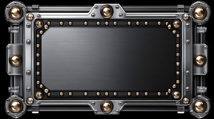 Obraz premium Ornate Metal Frame With Gold Accents And Brushed Steel Panel