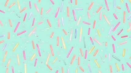 Colorful sprinkles scattered randomly on a solid background surface