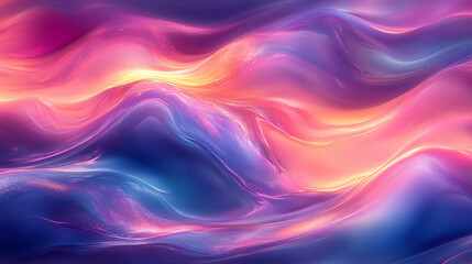 An iridescent shimmer overlay effect with a dreamy soft haze and luminous glow, featuring gradient ripples and whimsical shine. Abstract smooth texture for modern backdrop and presentation template