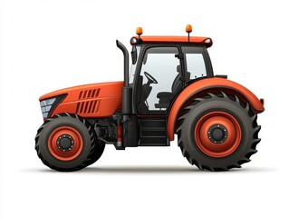 Obraz premium Modern Orange Tractor on White Background