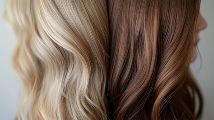 Contrast of Beautiful Wavy Hair in Blonde and Brown Tones