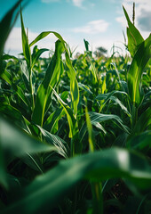 Obraz premium Slow-Motion of Green Corn in Agricultural Field