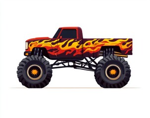 Obraz premium Pixel Art Monster Truck with Flame Design