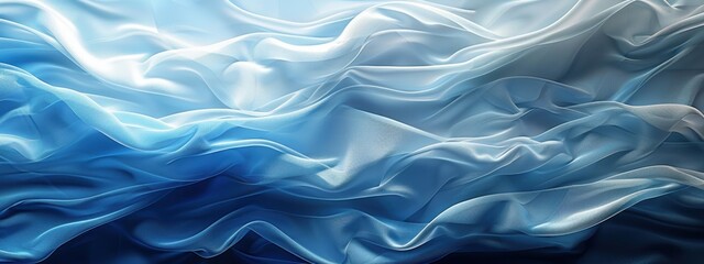 Obraz premium Translucent Waves of Fabric in Shades of Blue and White Evoking Serenity and Calmness