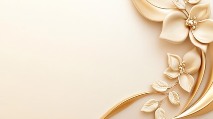 Elegant Gold Floral Design On Cream Background