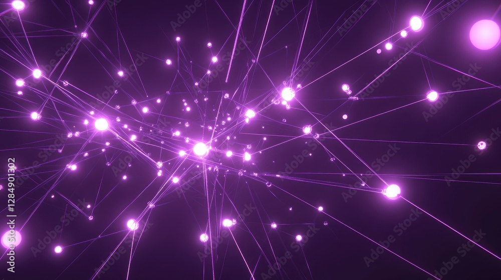Poster abstract representation of big data flow with futuristic neon graphs and network connections