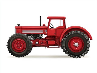 Obraz premium Vintage Red Tractor Illustration on White Background