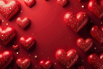 Vibrant red heart pattern with glitter accents for festive occasions and celebrations, festive, card, ornament