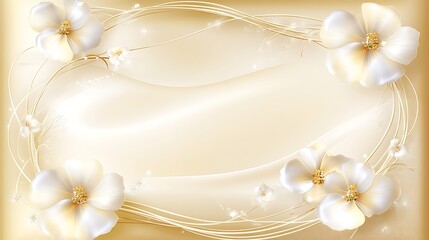 Elegant White Flowers and Gold Swirls Design