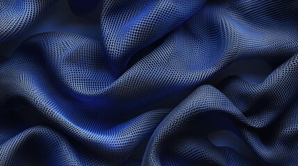 Fototapeta premium An abstract digital wave pattern in glowing blue shades on a dark background, resembling futuristic data