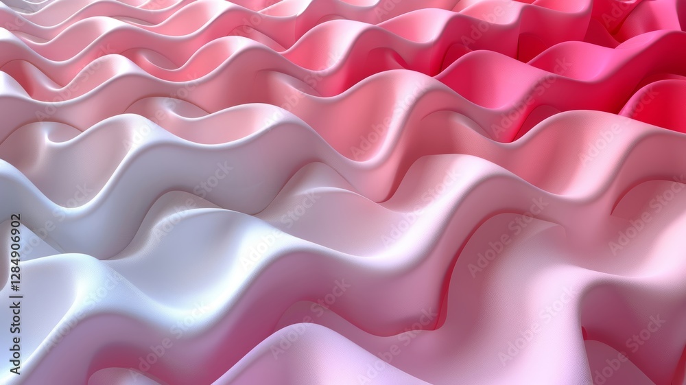 Poster abstract design features a vibrant color gradient with flowing curves and spiral ribbons. the smooth
