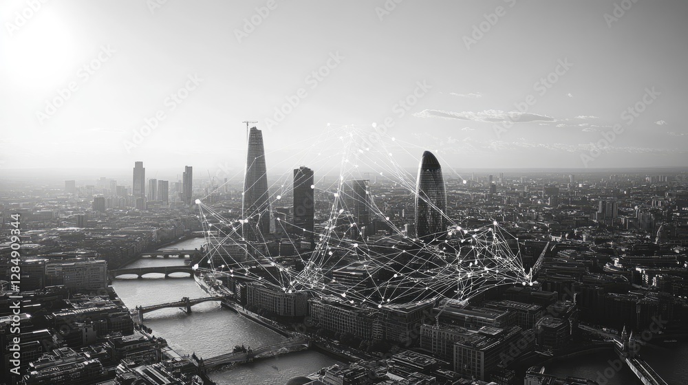 Poster data-driven digital transformation concept with ai-enhanced analytics and futuristic business intell