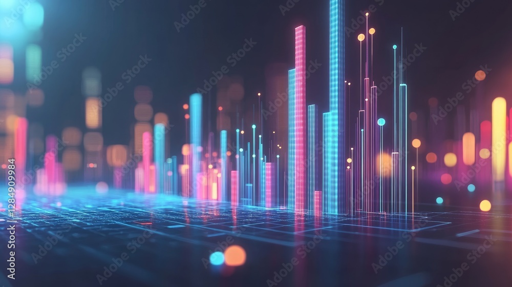 Poster Digital business workshop concept with futuristic AR-powered data visualization