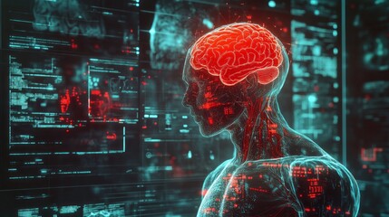 Artificial intelligence concept represents futuristic technology and human anatomy