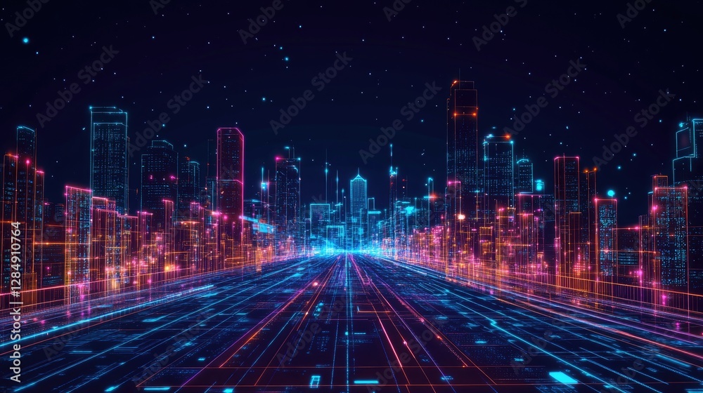 Poster digital roadmap for project execution with futuristic ai-driven planning insights and tools