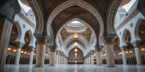 Fototapeta premium A mesmerizing close-up of Islamic architecture inside the Grand Mosque 