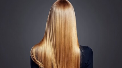 Naklejka premium Shiny Long Straight Hair with Natural Luster on Neutral Background