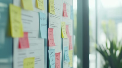 Kanban board with project management tasks, workflow automation steps, and backlog prioritization