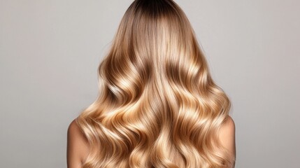 Fototapeta premium Beautiful Long Wavy Hair with Soft Natural Highlights and Shine