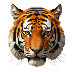 Fototapeta premium tiger head PNG, cutout, Siberian tiger face isolated on white background, cutout 