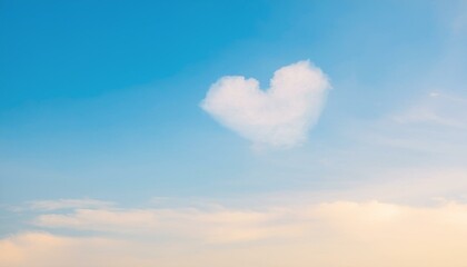 하트 모양의 구름이 떠 있는 맑은 하늘