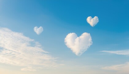 하트 모양의 구름이 떠 있는 맑은 하늘