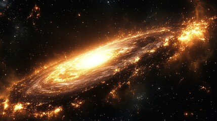 Obraz premium Cosmic Spiral Galaxy; fiery nebulae; space; universe