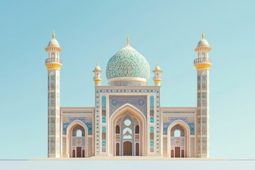 Fototapeta premium This ornate mosque exhibits beautiful architecture with its detailed design