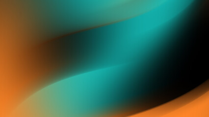 Abstract gradient curves blend orange teal dark shades..