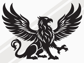 Griffin Silhouette Black Color Mythical Winged Beast Vector Art and Clipart for Designs