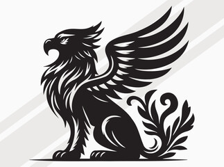 Fototapeta premium Griffin Silhouette Black Color Mythical Winged Beast Vector Art and Clipart for Designs